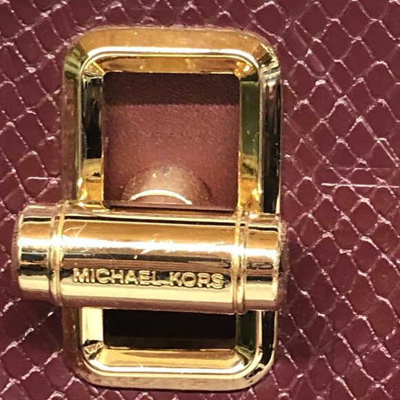 Michael Kors Burgundy Embossed Leather Satchel - Picture 4 of 14